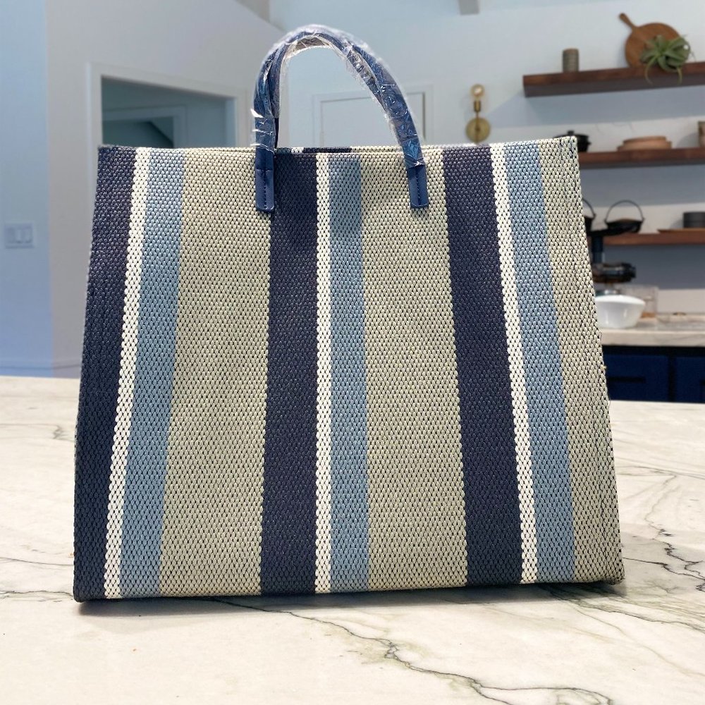 NWT Anthropologie Canvas Stripe Simple Tote Handbag